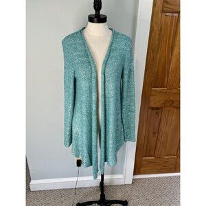 Soft Surroundings Open Cardigan LG Sparkle Blue Green Mermaid Festival Event